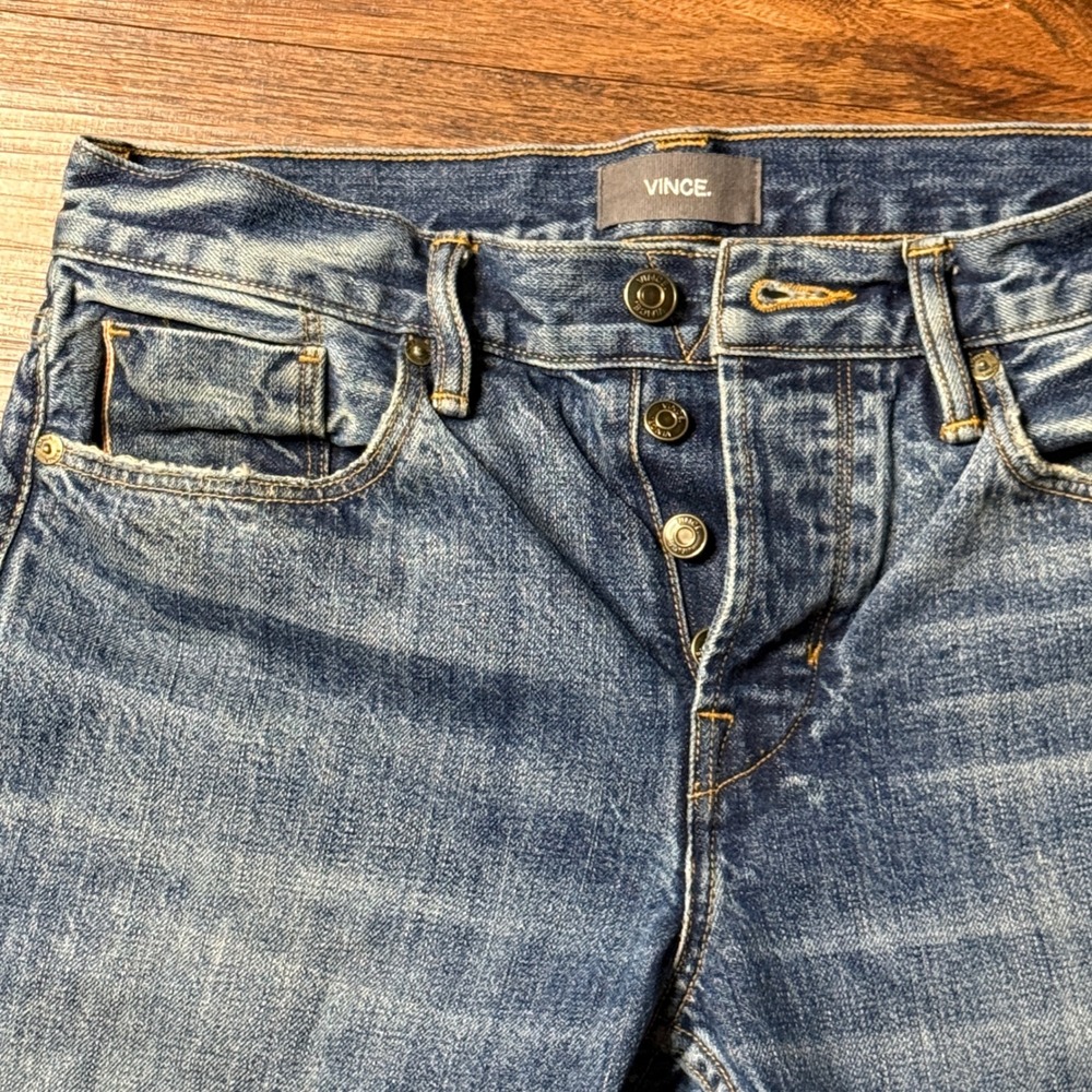 Vince McGuinness Women's Selvedge Straight Leg Jeans Button Fly Size 30 Redline